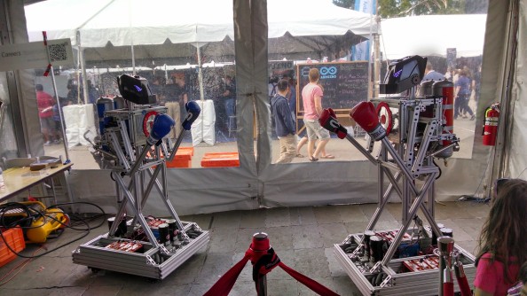 Life Size Rockem Sockem Robots controlled with X-box Kinects